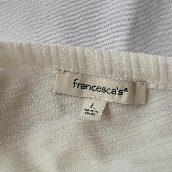 Francesca’s‎ White Textured Long Sleeve Top - Picture 4 of 5